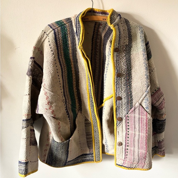namai studio Jackets & Blazers - Colorful Striped Jacket with Yellow Trim
